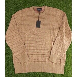 NWT Bonobos Men's Light Sweater Large Extra Fine Merino Wool Blend Camel Dots